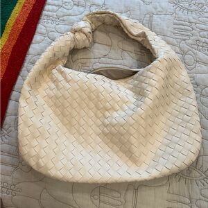 Woven Knot-Handle Hobo Bag